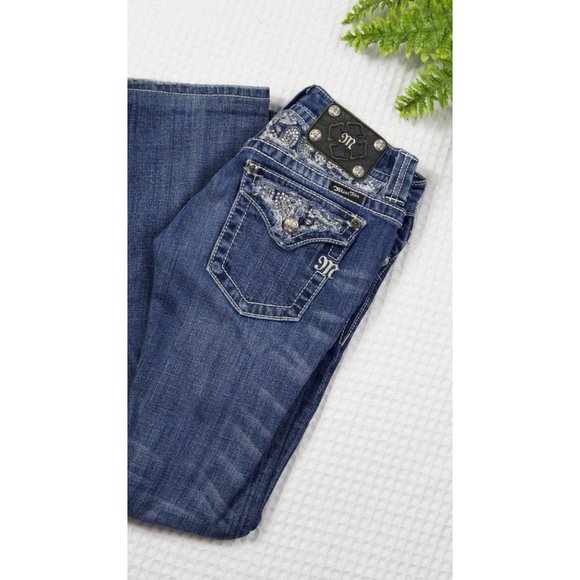 Miss Me Embellished Boot Cut Jeans Size 26 - Picture 2 of 12